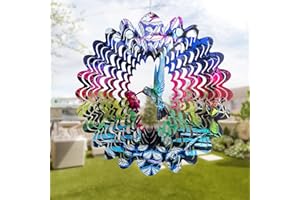 MARWEY Hummingbird Wind Spinner - 3D Kinetic Metal Wind Spinner - Garden & Yard Decor Outdoor/Indoor Decoration, Dynamic Art Hanging Sculpture for Women Mom Men, Dad, Grandma