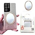 Wireless City Diamond Bling Makeup Mirror for Cell Phone - Cases Cell Phone Mirror for Makeup (Oval Shape Phone Mirror-Gold)