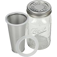 County Line Kitchen - Cold Brew Mason Jar Coffee Maker, Durable Glass, Heavy Duty Stainless Steel Filter - 1 Quart, 32…