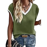 Imily Bela Summer Cap Sleeve Sweater Vest for Women Casual V Neck Sleeveless Knit Pullover Tank Tops 2025 Spring Shirts