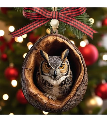 Hibou Décoratif Sur Bûche – Ornement Thorness – Sculpture Autonome – Neuf