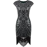 Vijiv Art Deco Great Gatsby Inspired Tassel Beaded 1920s Flapper Dress