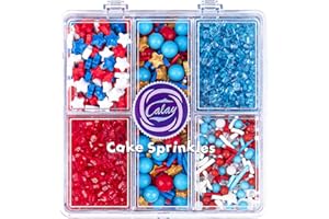 KERCKY Red White and Blue Sprinkles for Cake Decorating, Patriotic 4th of July Sprinkles with Star Pearl Jimmies for Ice Cream Brownie Cupcake Cookie Baking