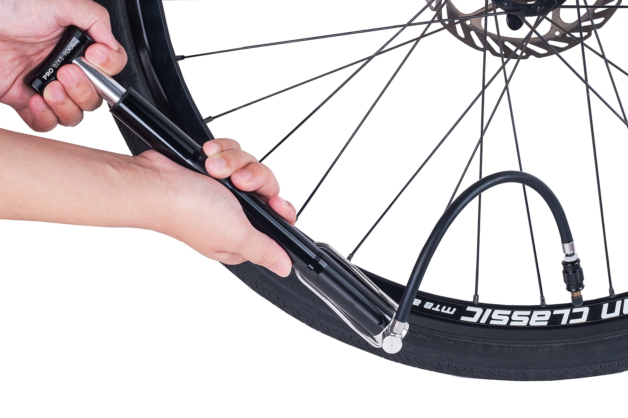 Pro Bike Tool Mini Bike Pump with Stabilizing Foot Peg, Secure Presta