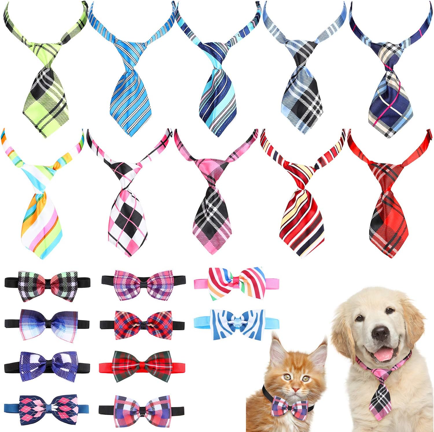 20 Pieces Dog Ties and Bowties Set 