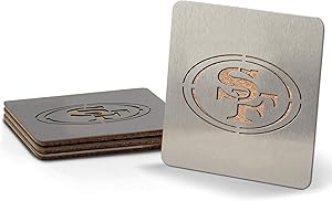 YouTheFan NFL Boasters (Drink Coasters): 4-Piece Stainless Steel, Laser-Cut Team Coaster Set