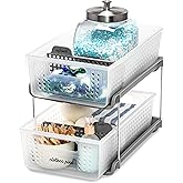 madesmart Premium 2 Tier Organizer, Under Cabinet Storage with Pull Out Sliding Drawers, for Cleaning Supplies, Undersink, Sponges, Bottles & Bath, Adjustable Dividers & Pull Out Baskets, Frost