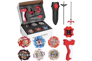 EUPLY Bey Burst Set - Metal Fusion Evolution Master Battling Gyro Toys - High-Performance Spinning Tops with 2 Launchers for Children, Boys, and Kids(6)