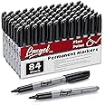 LAZGOL Permanent Markers Bulk, 84 Pack Black Permanent Marker Set, Fine Tip, Waterproof Markers, Premium Smear Proof Pens, Waterproof, Quick Drying, Office Supplies for School, Office, Home
