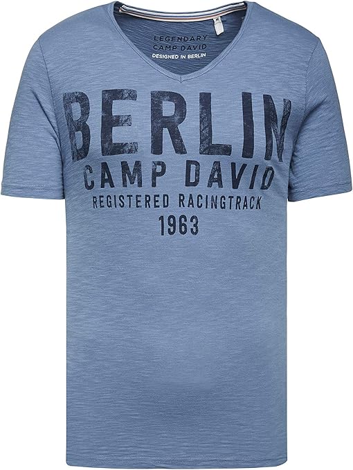Camp David Herren TShirt mit VNeck und Frontprint Amazon.de Bekleidung