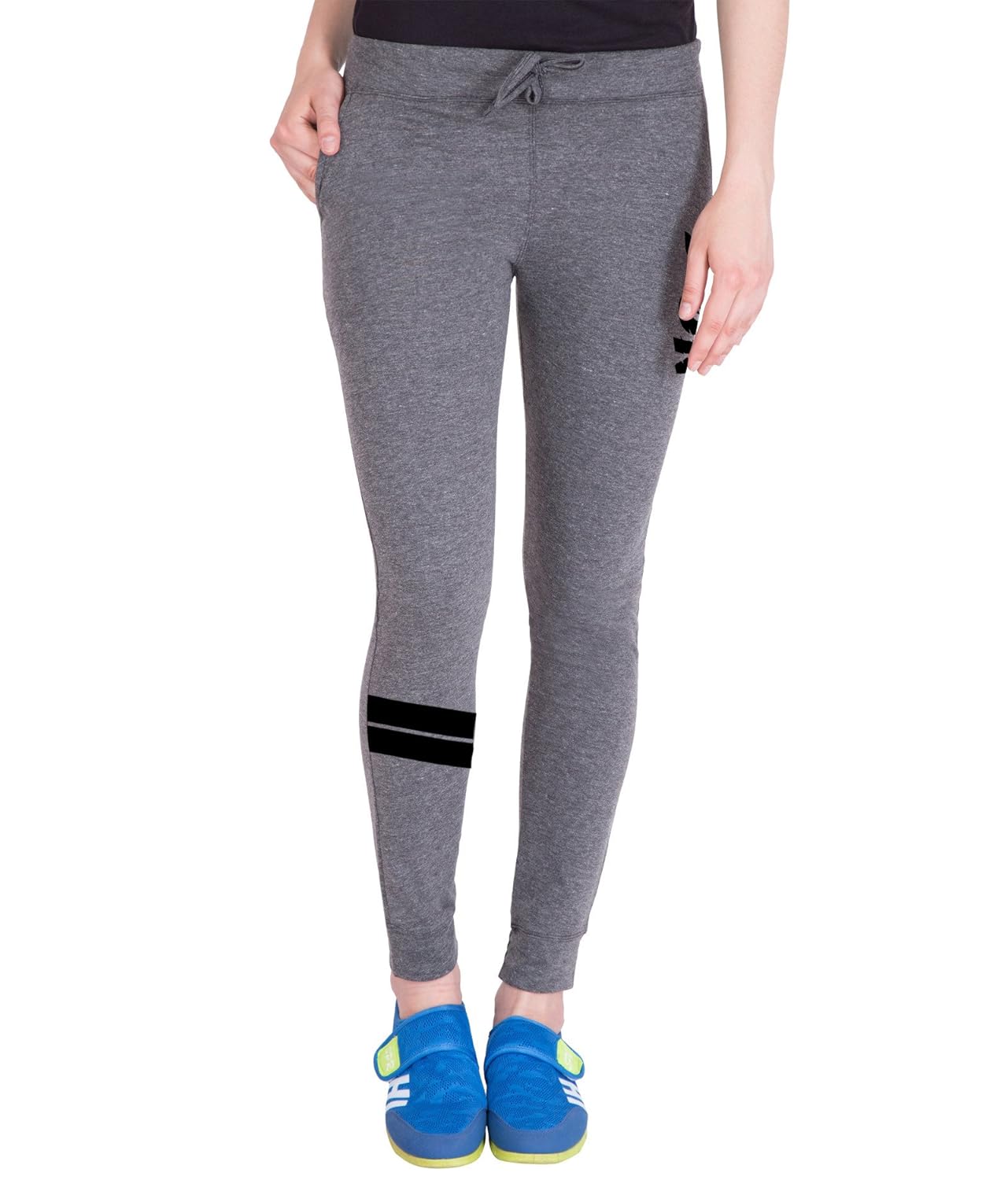 american-elm dark grey stylish printed trackpant for women