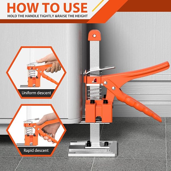 JANNIRESS 2 PACK LABOR SAVING ARM JACK, 15″ HANDHELD FURNITURE LIFTER TOOL & HEIGHT ADJUSTER, 400LBS HEAVY DUTY WALL TILE & CABINET JACK YELLOW/WHITE