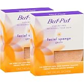 Buf-Puf Gentle Facial Sponge, Dermatologist Developed, Removes Deep Down Dirt &amp; Makeup That Causes Breakouts and Blackheads, Reusable, Exfoliating, 2 Count
