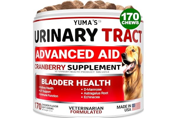 Dog UTI Chews - 170 Treats - Cranberry Supplement for Dogs - Bladder Control - Digestion & Immune Support - Urinary Tract Hea