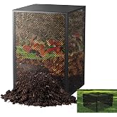 Compost Bin Outdoor with Lid - Large 93/130 Gal Composter 2-in-1 Design, Heavy-Duty Galvanized Steel Perforated Sheet with Rust-Proof Coating, Versatile Outdoor Fence, for Garden, Yard &amp; Kitchen Waste