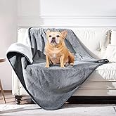 Walverdant Waterproof Dog Blanket Bed Cover for Bed Couch Sofa, Liquid Pee Proof Pet Blanket Washable, Reversible Sherpa Fleece Blanket Furniture Protector for Medium Large Dogs Cats（Gray, 50"x 60"）