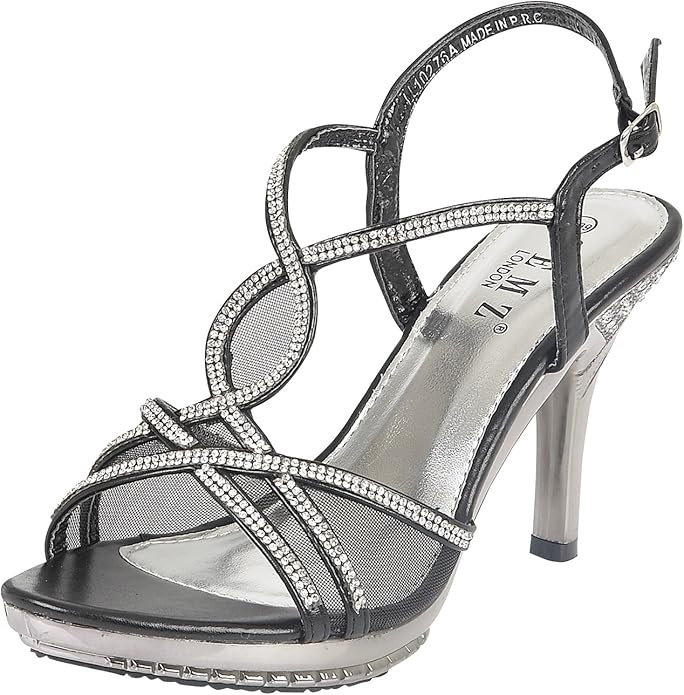 New Womens Prom Party Wedding Sandals High Heel Diamante Evening Ladies Shoes Size Amazon.co.uk