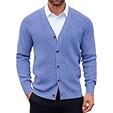 Runcati Men's Cardigan Sweater V Neck Long Sleeve Casul Cardigan Button Down Knitted Sweaters with Pockets