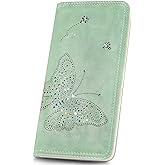 KITEVIUN RFID Wallet Women Ultra Slim Thin Womens Wallet Compact Clutch Long Ladies Wallet for Women Peppermint-Mambo-Green