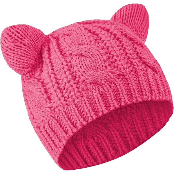 Cat Beanie for Women Girl Y2K Cat Ears Knit Crochet Hat Kawaii