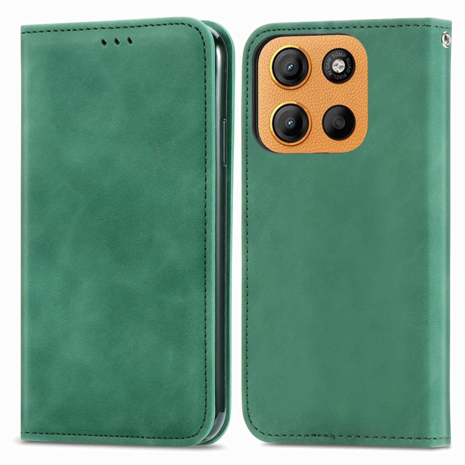 Bnvdfre for Honor X6b Case Flip Phone Cover PU Leather Shockproof Card Holder Magnetic Stand Protective Wallet Case for Honor X6b, Green