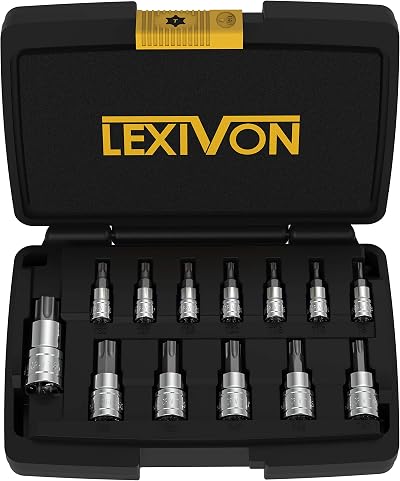 LEXIVON Torx Bit Socket Set 13-Piece S2 Alloy Steel LX-143 T8-T60