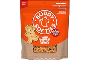 Buddy Biscuits Softies 8 oz Pouch, Soft & Chewy, Natural Peanut Butter Flavor Dog Treats, Oven Baked in The USA