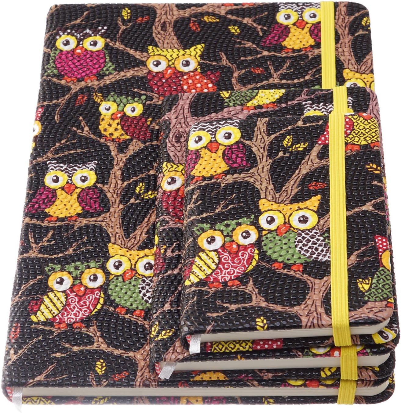 Owl Journal Travel Notebook with Elastic Band (Black)