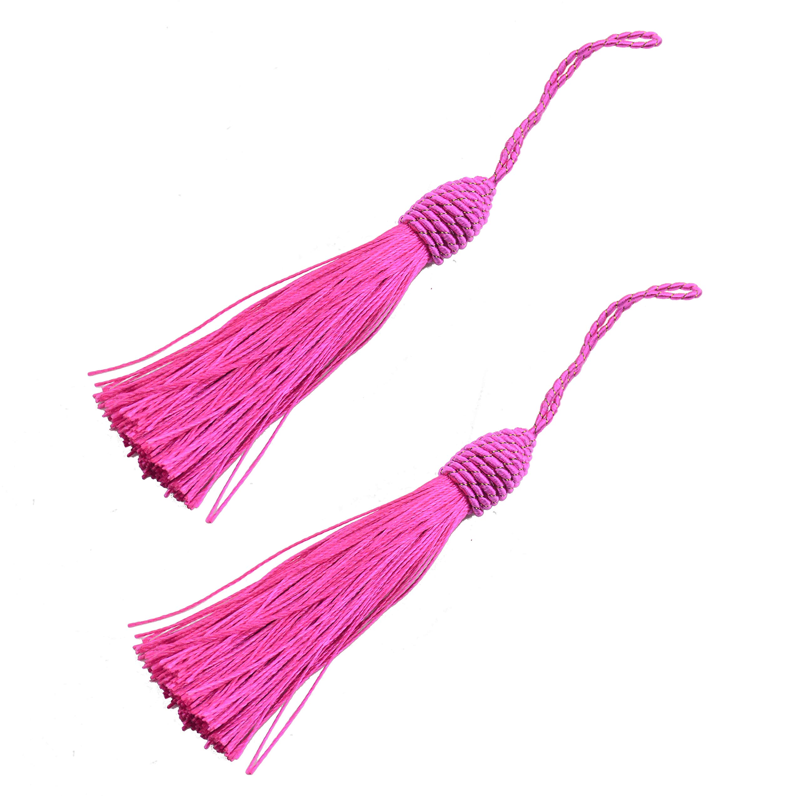 20pcs 15.5cm/6 Inches Silky Floss Bookmark Tassels with 2-Inch Cord Loop and Small Chinese Knot for Jewelry Making, Souvenir, Bookmarks, DIY Craft Accessory (Dark Pink)