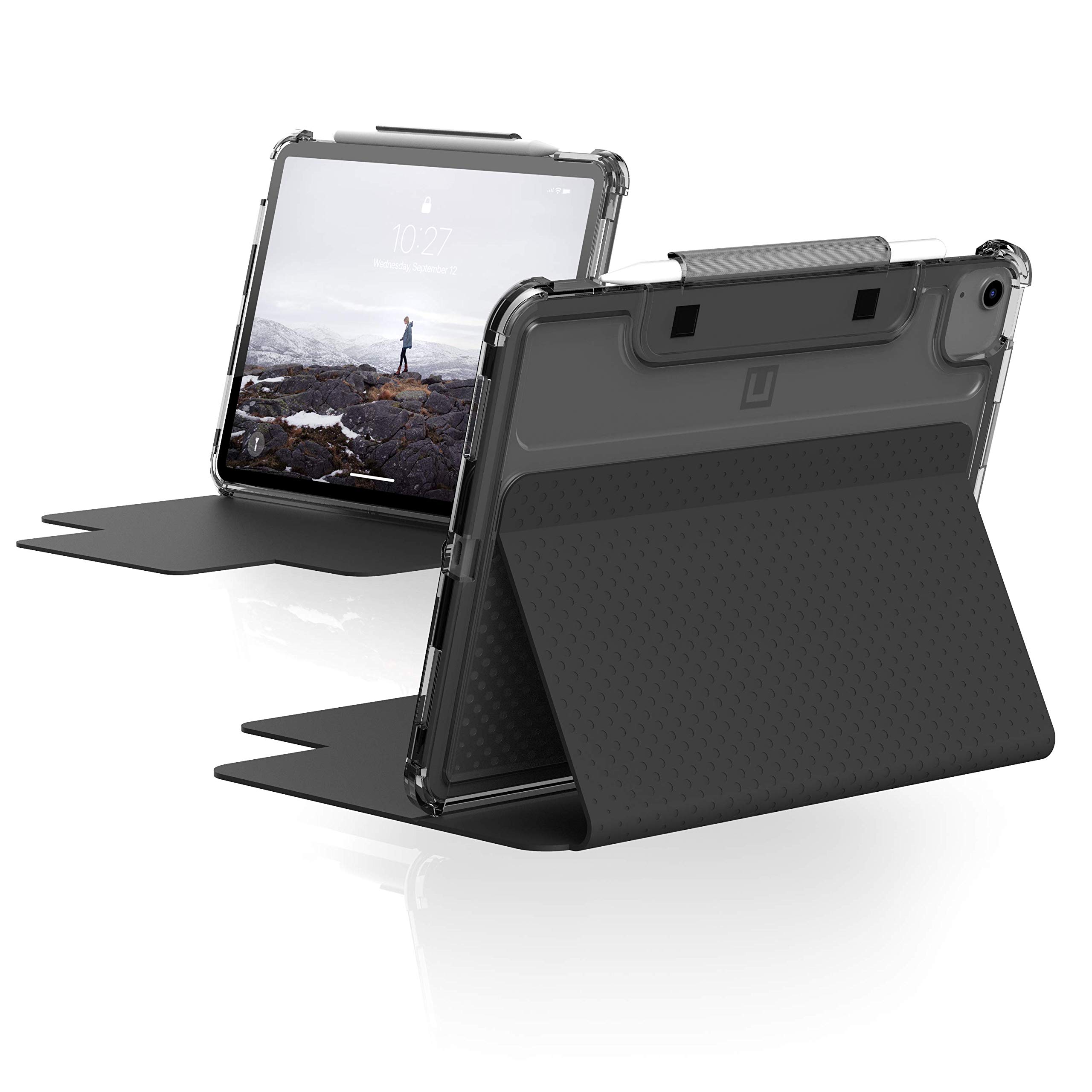 U by UAG [U] Lucent Case Apple iPad Air 10.9 Inch (4th Generation 2020) Case [Stand Function, Wake/Sleep, Magnetic Front Flap, Apple Pencil 2 Holder] Black/Ice (Transparent)