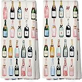 Mcehtle Champagne Lover Gifts Kitchen Towels Set of 2, Champagne Accessories Bar Bathroom Decor, Trendy Alcohol Bottles Cocktail Gift Bachelorettes Decorative Tea Towels Dish Towels 16x24 Inch