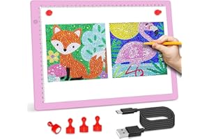 comzler A4 LED Light Board, 3 Level Dimmable Brightness USB Power Artcraft Light Table for Tracing, Light Drawing Sketch Pad for Animation, Sketching, Drawing, Stenciling, Artists - Pink