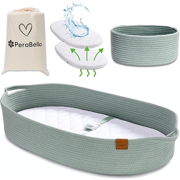 Panier De Couchage Bébé En Corde De Coton – Pliable Avec Matelas, Couffin Portable Pour Nouveau-né