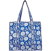 COTSILER Women Tote Bags Lightweight 18x16 Zipper Travel Bag Purse Cotton Shoulder Tote Bags For Shopping,Grocery,Beach Bag