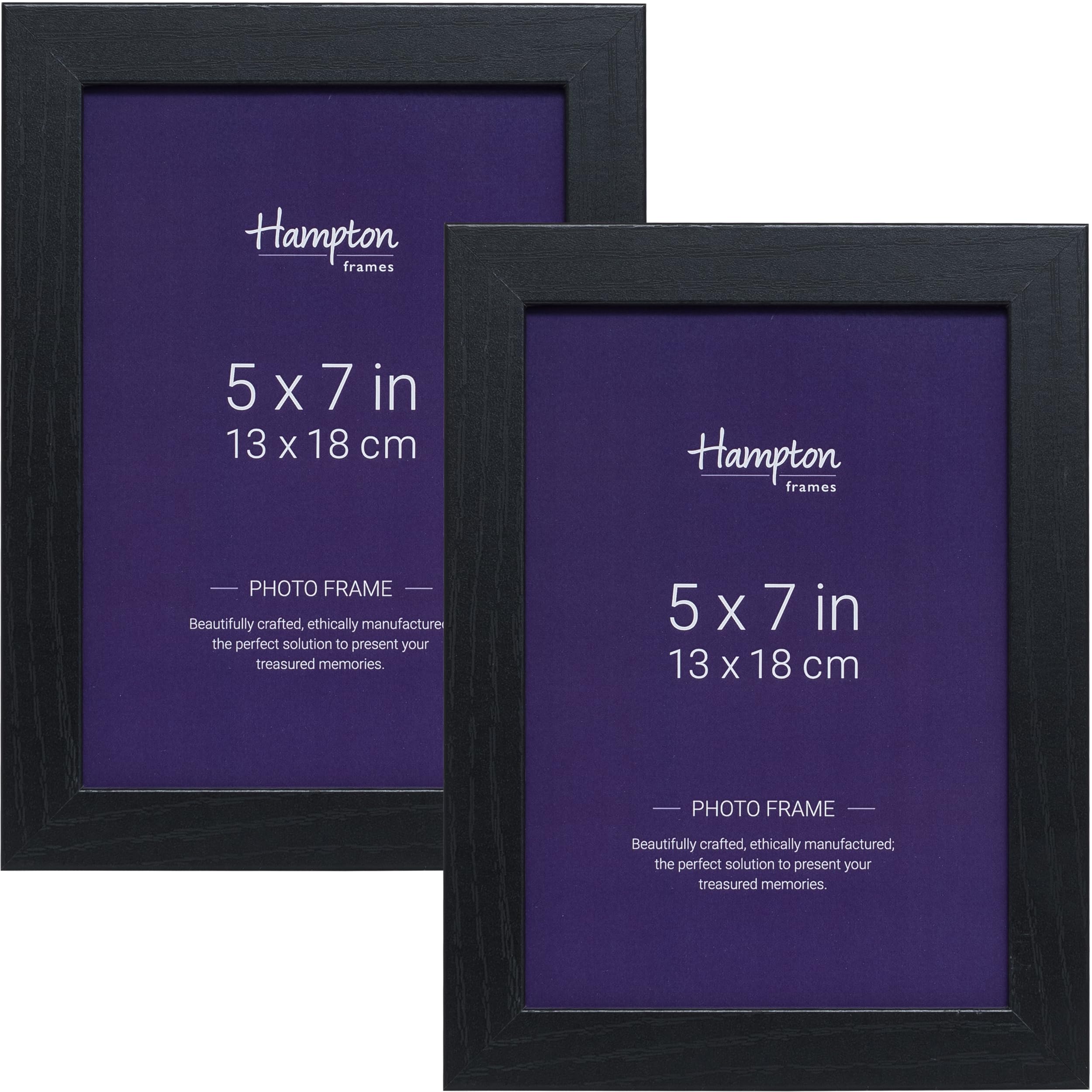 Hampton Frames OXFORD 5x7 (13x18cm) Pack of 2 Black Picture Frame Acrylic (Non-Glass) OXF57NGX-2PK