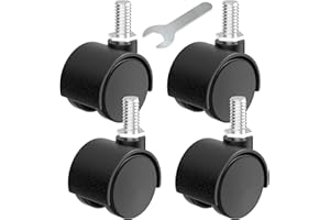 ANDUTEES 1 Inch Plastic Casters Set of 4, M8 Stem Nylon Furniture Wheel Replacement, Threaded Stem Swivel Cart Wheels, Workbench Small Casters (Black)