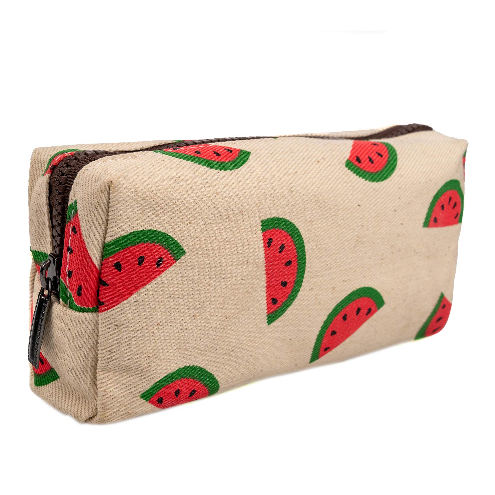 LParkin Watermelon Super Large Capacity Cute Canvas Pencil Case for Pen Bag Pouch Stationary Case Gadget Makeup Cosmetic Bag Box