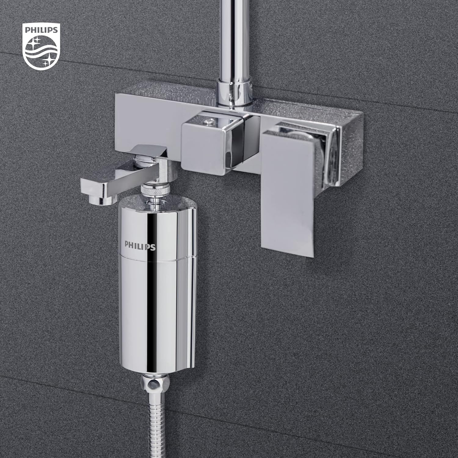 Philips Shower Filter, Water Softener for Hard Water Shower Head Filtration with Double Mesh & NSF Certified KDF Material, Reducing Chlorine/Impurities/Rust Sediments for Handheld Showerhead AWP1775CH