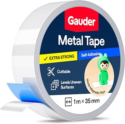 GAUDER Self-Adhesive Ferrous Tape 1 m x 35 mm Steel Foam Adhesive Surface