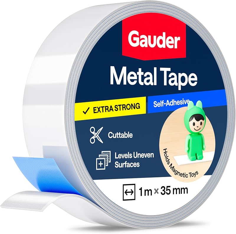 GAUDER Self-Adhesive Ferrous Tape 1 m x 35 mm Steel Foam Adhesive Surface