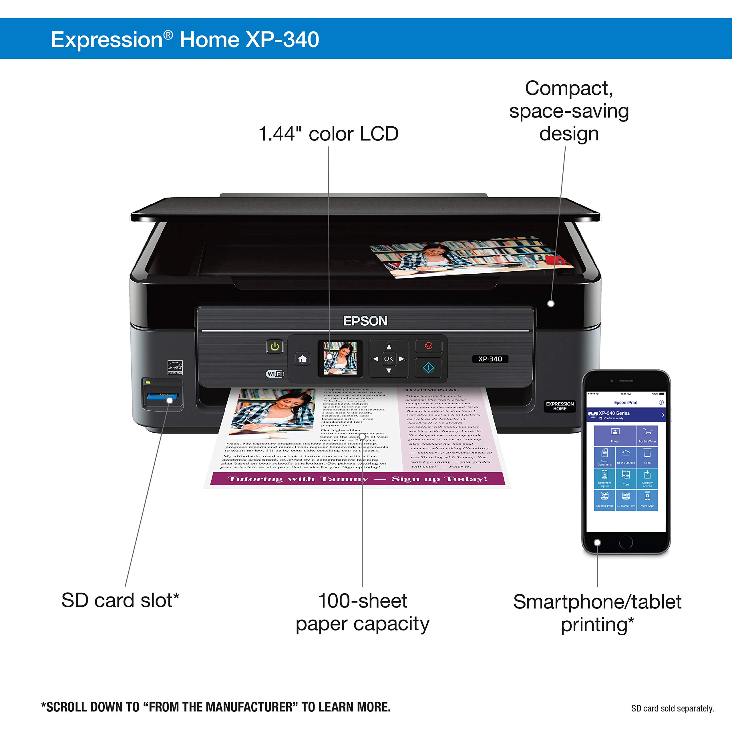 Galleon Epson Expression Home XP340 Wireless Color Photo Printer