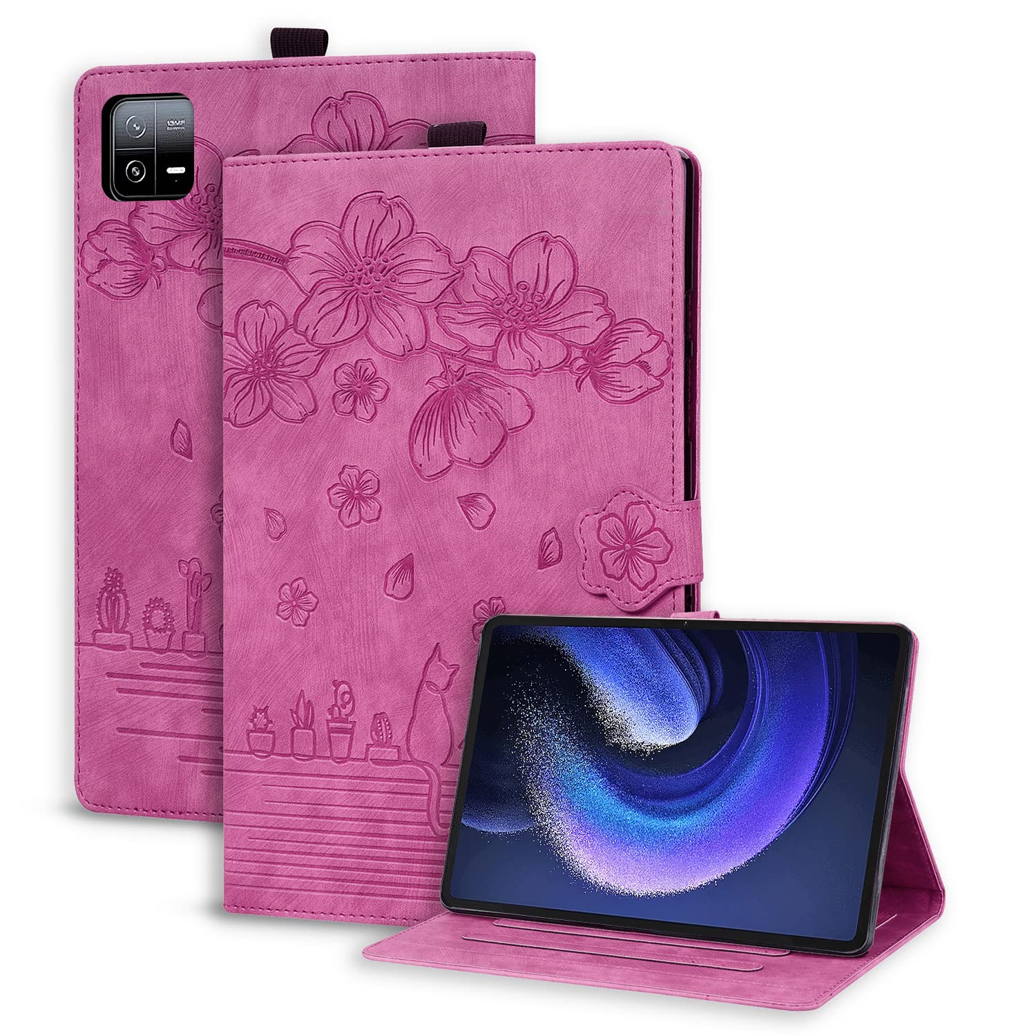 Succtopy Case Xiaomi Pad 6/Pad 6 Pro 11 Inch 2023,Folio Flip PU Leather Cover with Pen Holder Xiaomi Pad 6 11" 2023,Protective Tablet Case with Stand Function Xiaomi Pad 6 Pro 11" 2023,Rose Red