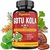 Papnami Organic Gotu Kola Extract Capsules with Reishi, Cordyceps, Rosemary, Gingko Biloba & Valerian Root - 90 Counts for 3 Months - Supports Brain & Heart Health