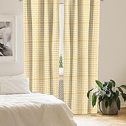 Ambesonne Vintage Window Curtains, Gingham Pattern