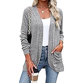 Halife Women's Fashion Cardigan Sweaters Lightweight Open Front Long Sleeve Casual Thin Cardigans with Pockets
