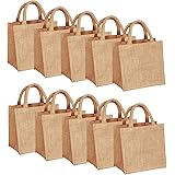 Small Jute Burlap Tote Bags, 10 Pack, Eco-Friendly, Beach Bag, Reusable and Biodegradable, Wedding Favors, Wedding Welcome Ba