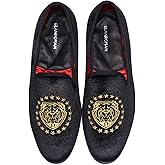 ELANROMAN Loafers for Men Velvet Shoes of Fashion Embroidered 1.0 and 2.0 Party Wedding Prom Shoes