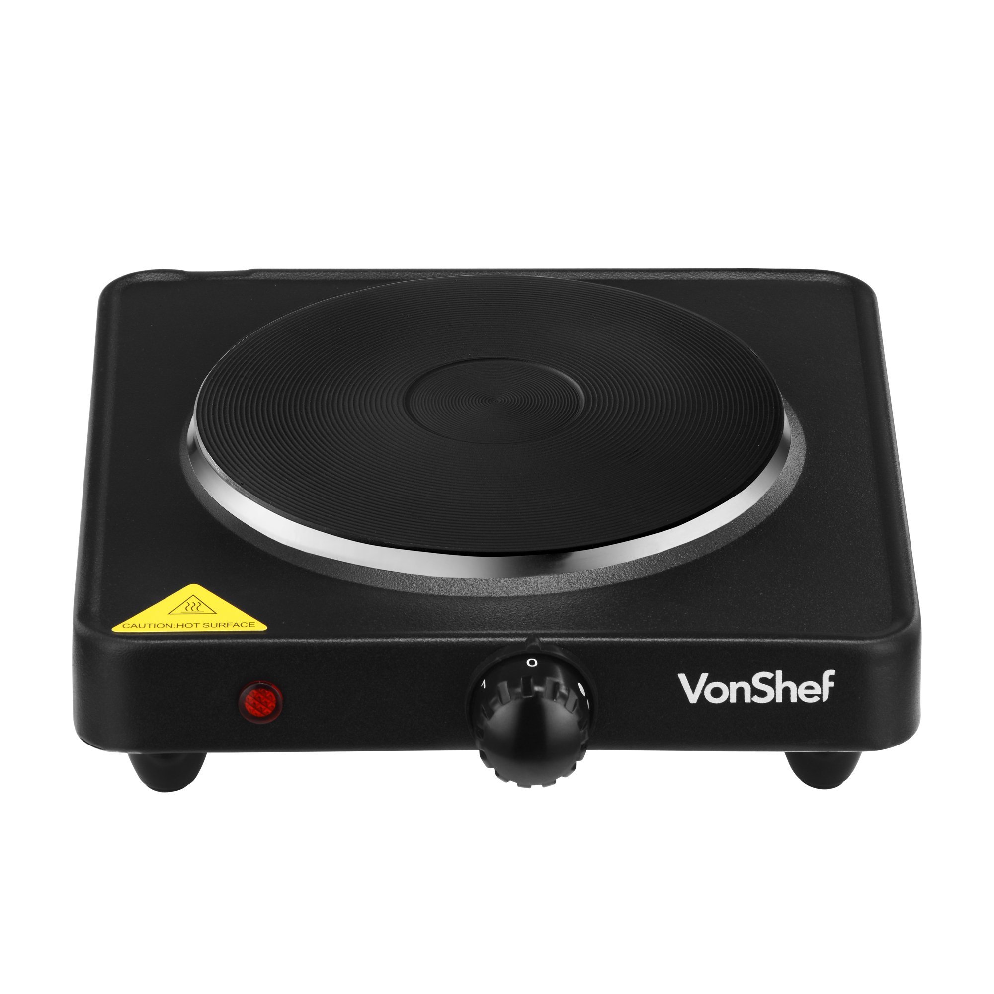 VonShef Compact Portable Single Hot Plate Countertop Kitchen Camping Burner in Black Buy Online