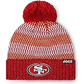 FOCO NFL Womens NFL Team Logo Metallic Knit Pom Beanie Hat