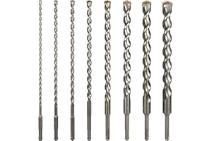 Sabre Tools 8-Piece 12in SDS Plus Drill Bits for Brick, Stone, Concrete, 1/4in x 12in, 5/16in x 12in, 3/8in x 12in, 1/2in x 12in, 5/8in x 12in, 3/4in x 12in, 7/8in x 12in, 1in x 12in (12" 8-Piece Set)